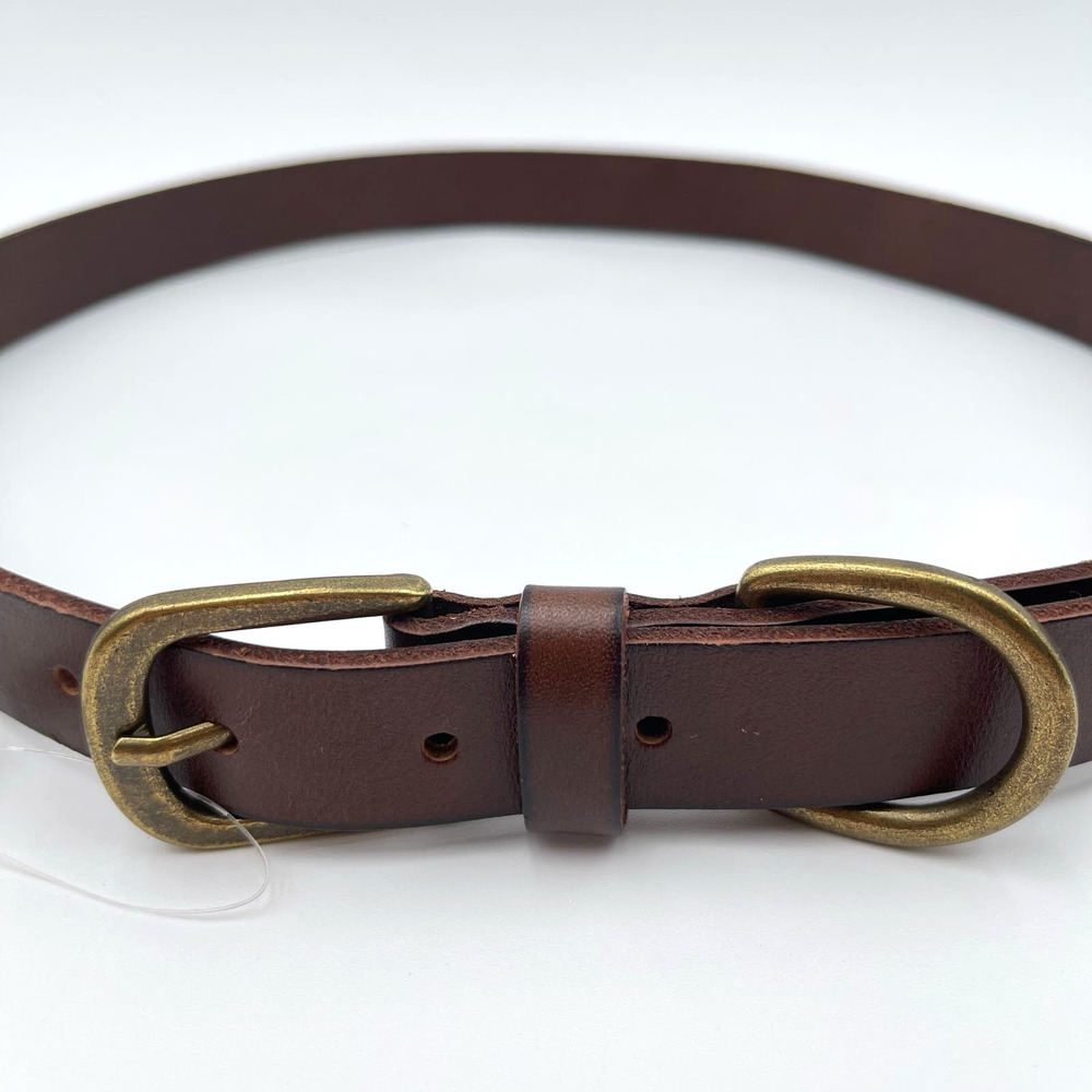Linea Pelle Brown Leather Belt with Gold Buckle